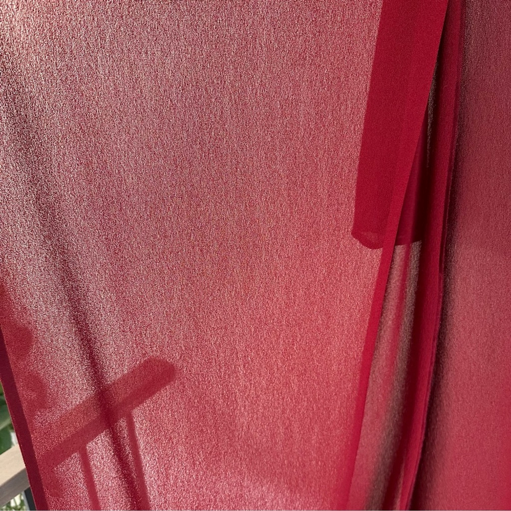 ZONDA NELLIS Vintage Open Front Duster Kimono Red XS Semi Sheer Art To Wear - Picture 16 of 16